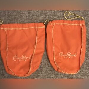 Lot of 2 Peach Crown Royale Drawstring Bags 9in.
